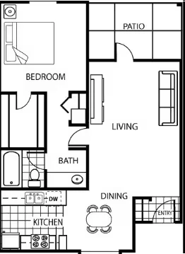 One Bedroom One Bath 153 153 floor plan